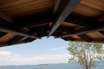 Spectacle Island Shade Shelter and Benches, by David Phillips and Charles Jones